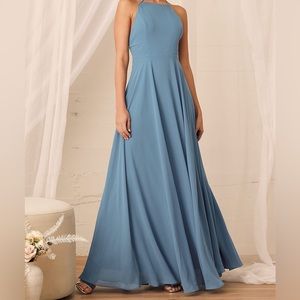 Lulu’s Blue High Neck Maxi Dress